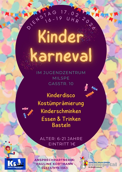 Bild vom Flyer zum Kinderkarneval&nbsp;&copy;&nbsp;Stadt Ennepetal