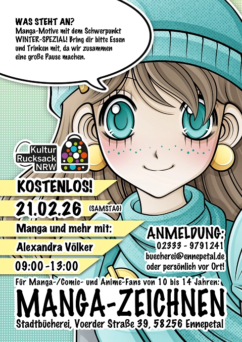 Manga-Workshop in der Stadtbücherei Ennepetal&nbsp;&copy;&nbsp;Stadt Ennepetal